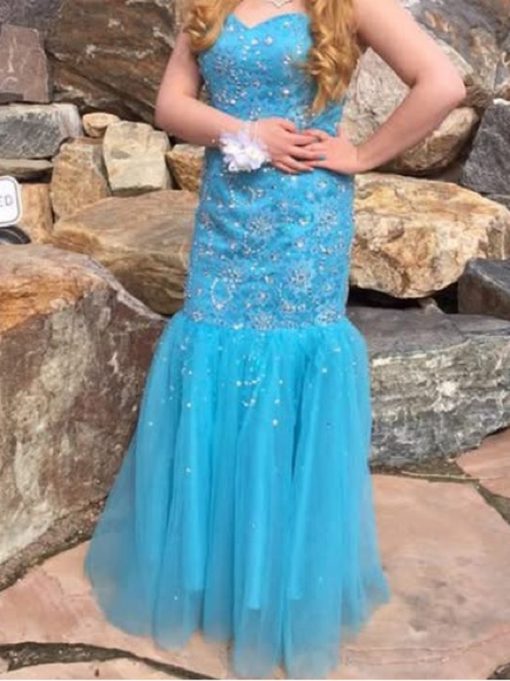 Turquoise Beaded Mermaid Dress